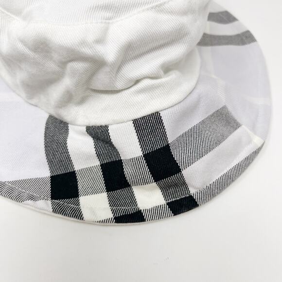 Burberry Reversible Bucket Hat Nova Check White Lilac Purple Black Cotton Womens